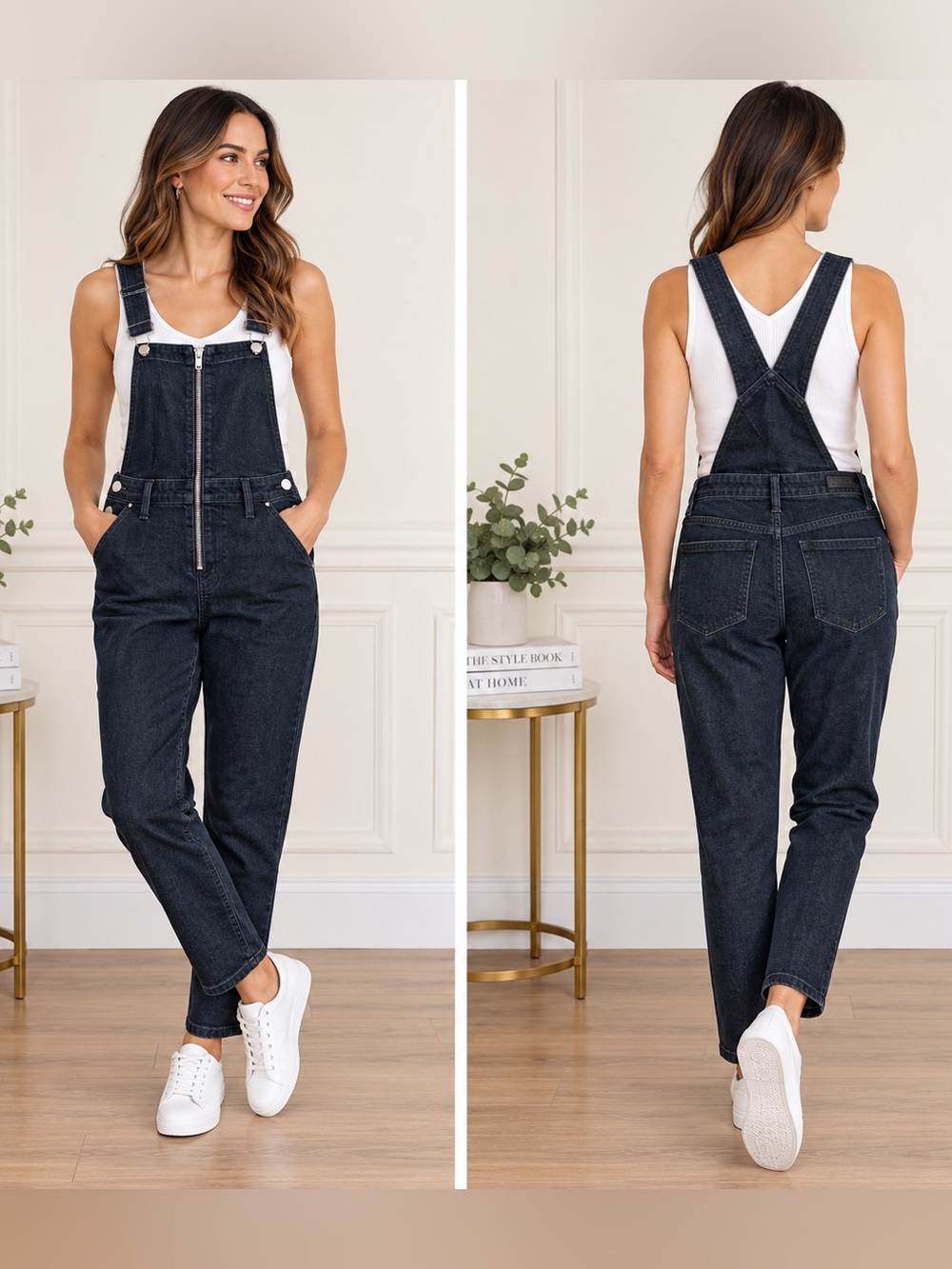 BLANKNYC Vixen Dark Wash Zip Front Denim Overalls Jumpsuit Size 28